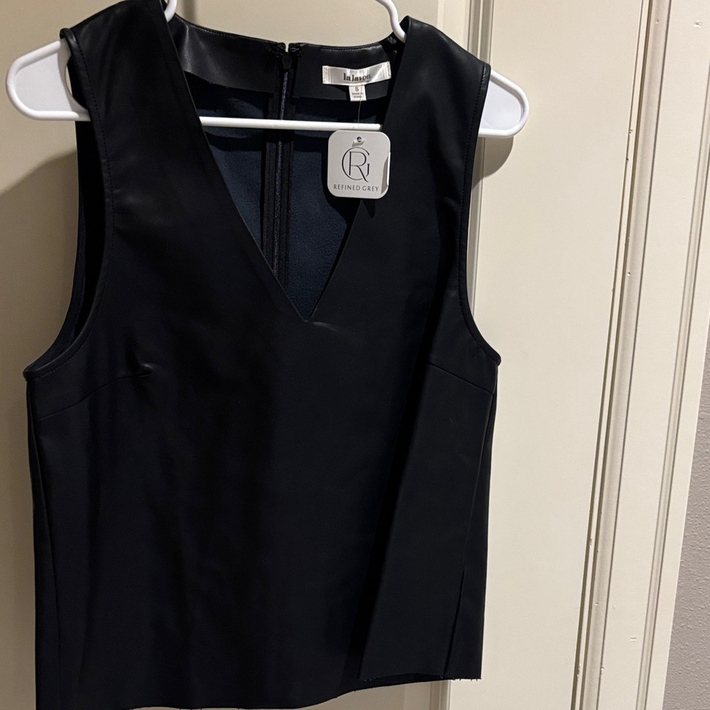 Lalavon “faux it best” (S) faux leather black Sleeveless Top